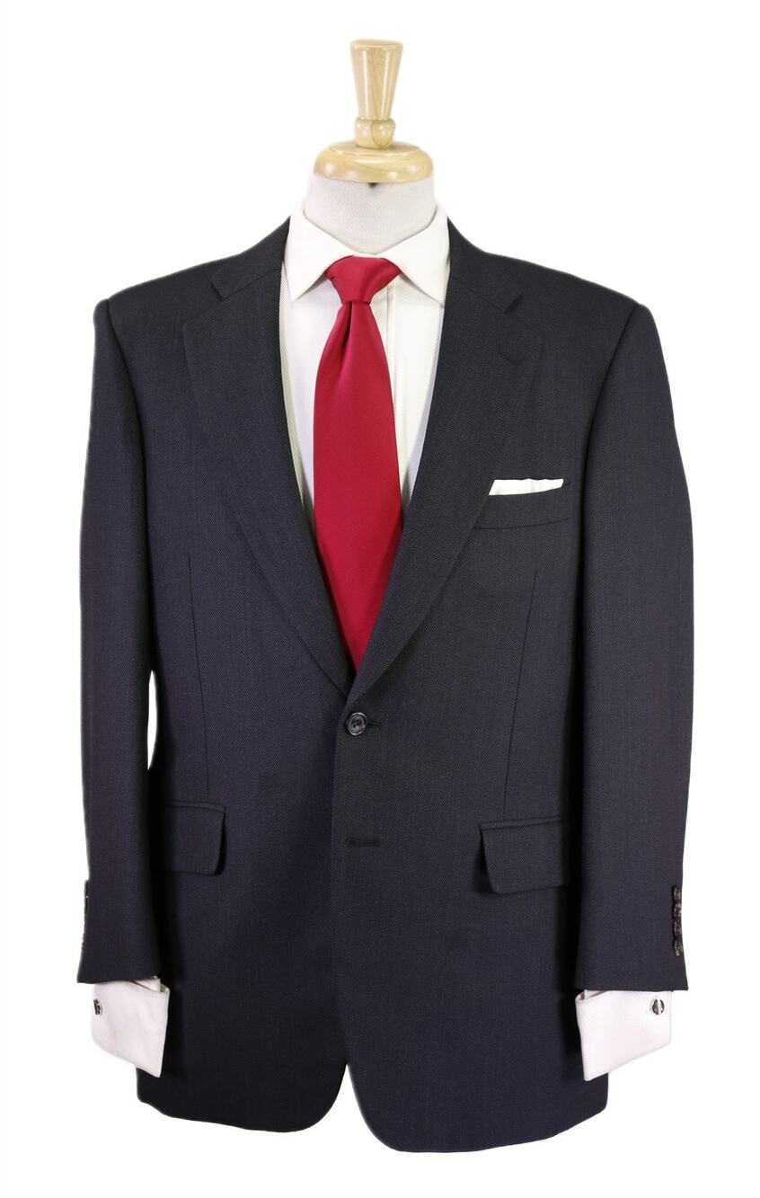 Paul Stuart Gray Black Birdseye Woven 2-Btn Wool Suit 40S